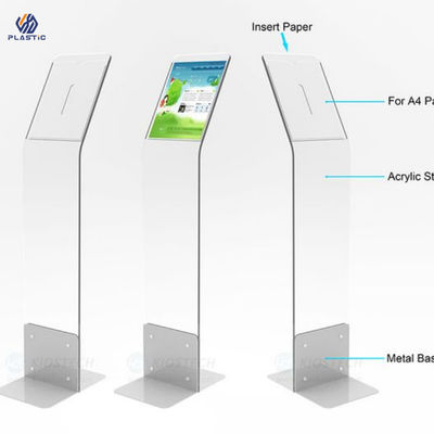 Double Side Standing Freestanding Acrylic Poster Holder A4 Untuk Iklan Gaya Custom