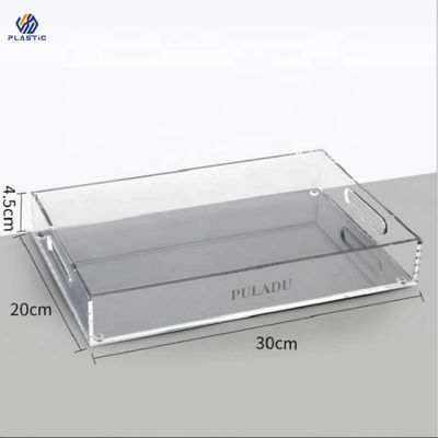 OEM Logo Acrylic Desk Organizer Tray Desain Modern Clear Acrylic Organizer Box